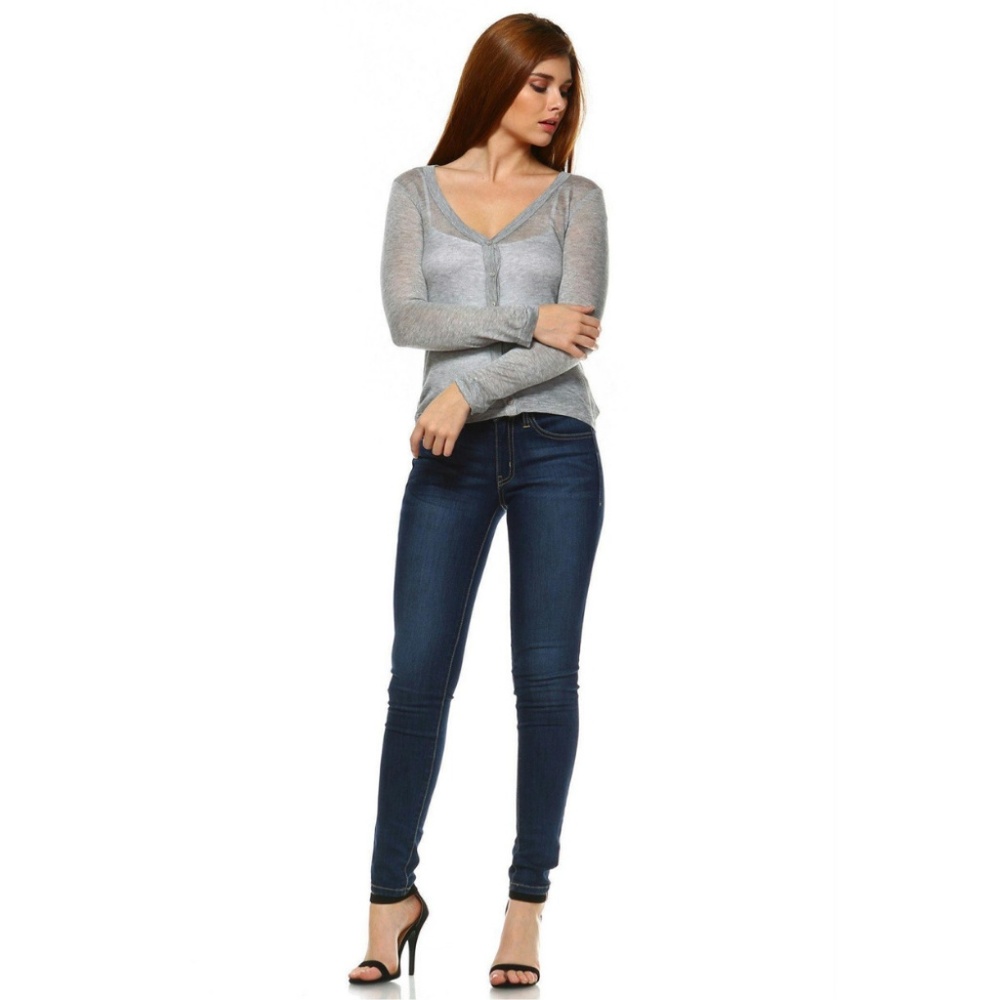 Women's Lightweight Sheer Cardigan Heather Gray - Picture 3 of 4